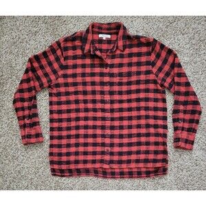 Madewell Flannel Oversized Ex-boyfriend Shirt Top Buffalo Plaid Red Black Small
